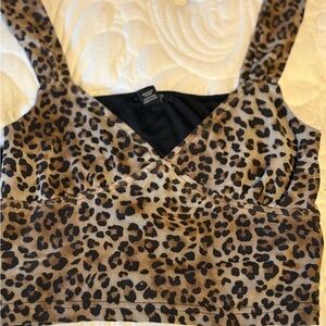 Forever 21 Leopard Print V-Neck Cami - Brown & Black